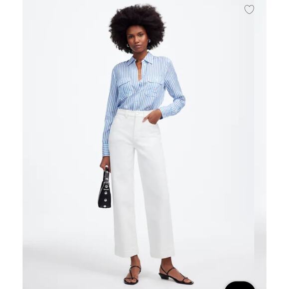 Madewell Denim - The Petite Perfect Vintage Wide-Leg Crop Jean in Tile White Size P29